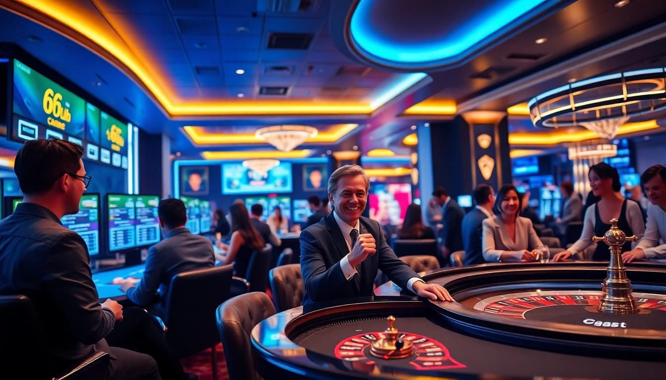 Engaging players enjoying games at 66club's modern online casino.