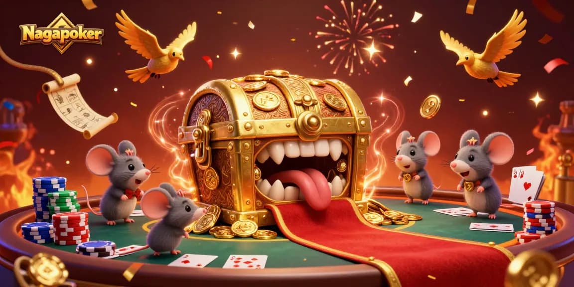 Nagapoker offers thrilling casino action with vibrant 3D poker games and decorative fireworks.