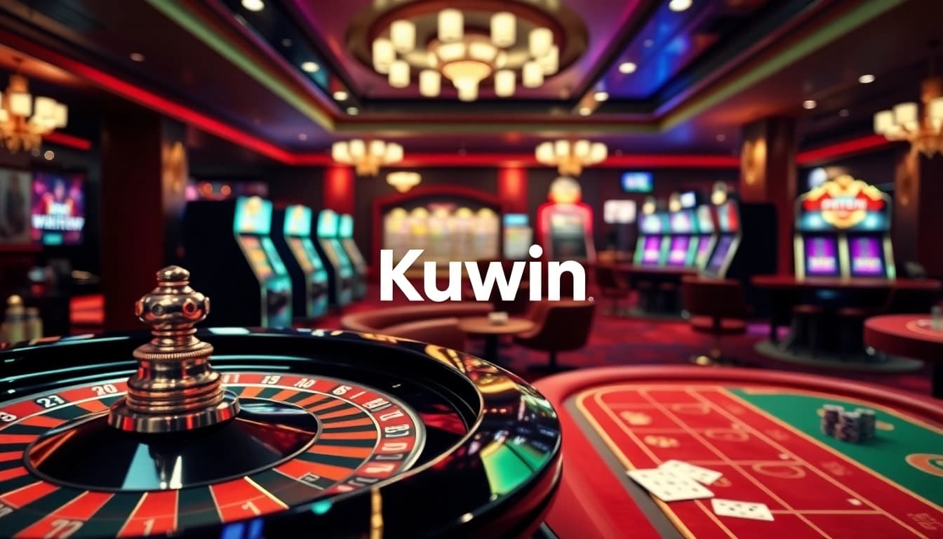 Kuwin offers an exciting virtual casino experience with vibrant slot machines and roulette tables.