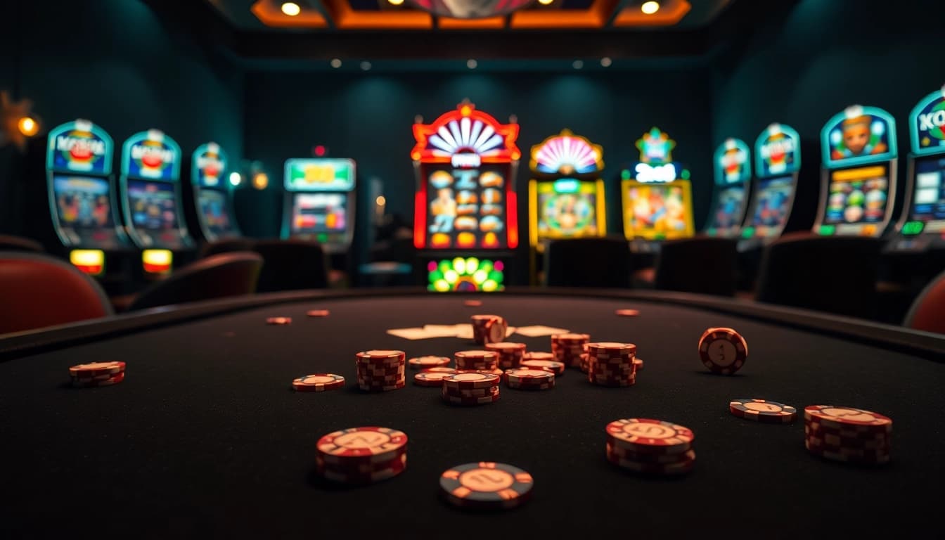 Engage with hidden wiki 2026 through a luxurious casino scene featuring strategic poker and vibrant slot machines.