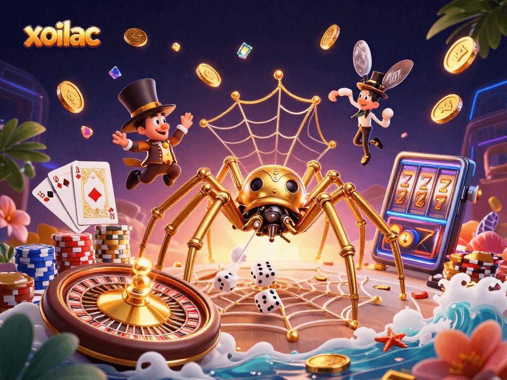 Catching lucky dice in the web of xoilac, golden spider intricately weaves a winning game atmosphere.