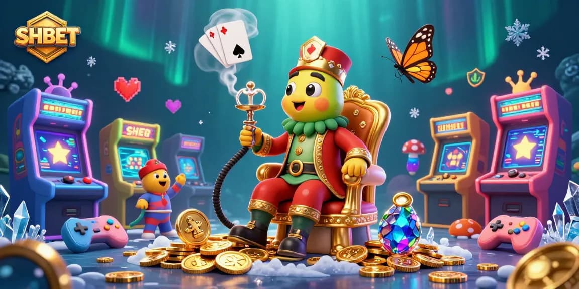 Experience thrilling poker action with SHBET's vibrant casino illustration.