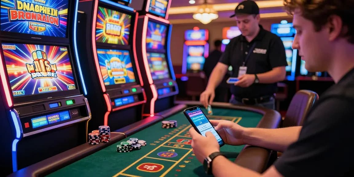 Exciting credit card casino gaming experience with vibrant slot machines and player enthusiasm.