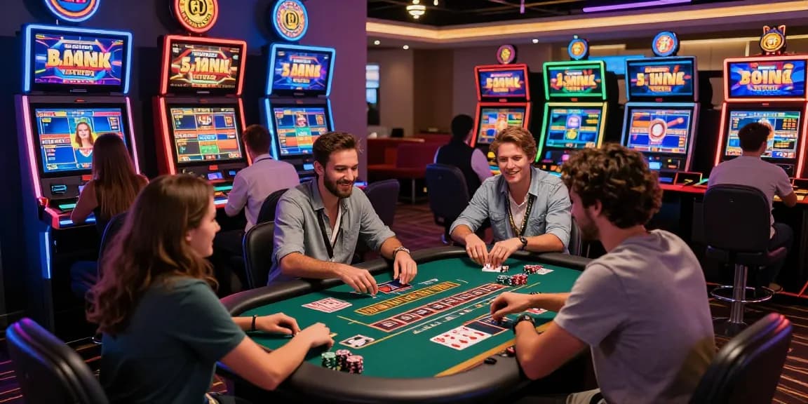Engaging online gaming experience at https://scoarch.org.uk showcasing diverse friends playing at credit card casinos with vibrant atmosphere.