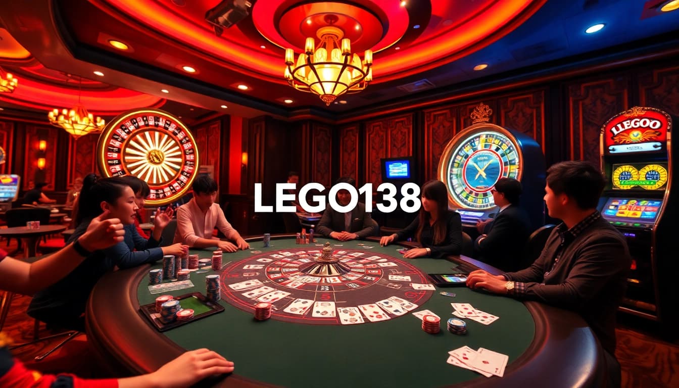 A thrilling poker game scene showcasing LEGO138 with vibrant elements and luxurious casino ambiance.