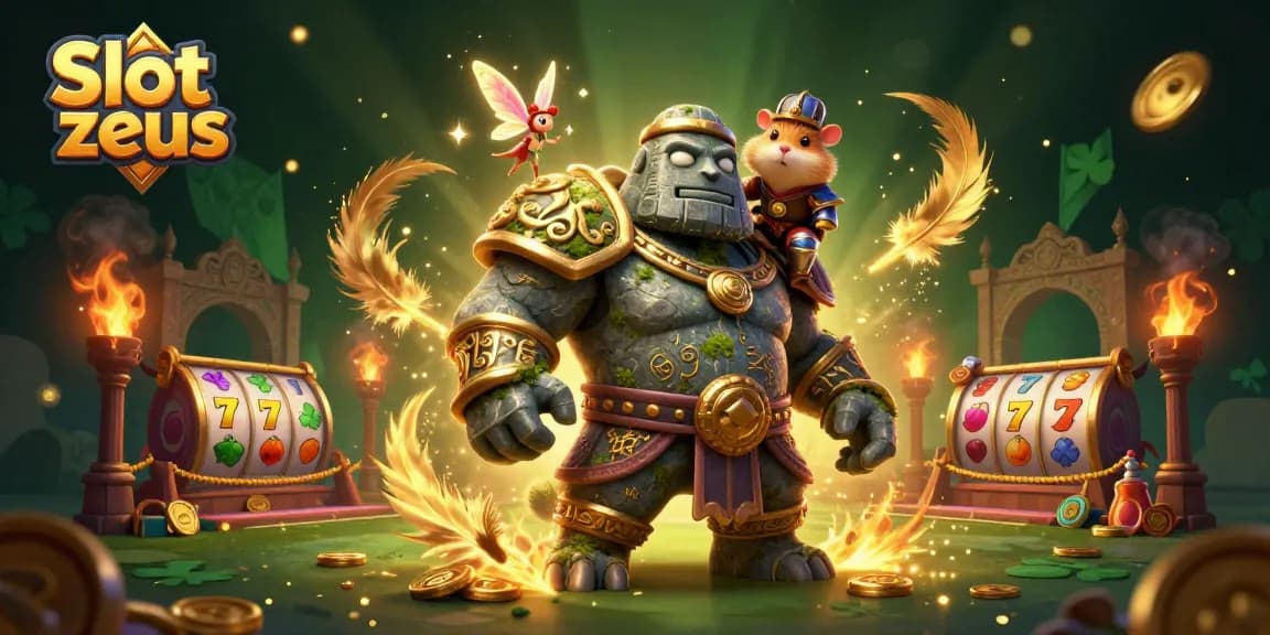 Experience thrilling gameplay with Slot zeus featuring vibrant 3D characters in an action-packed casino scene.