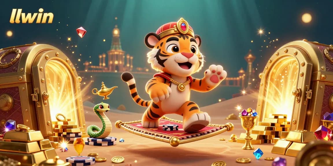 llwin sultan on poker chip carpet amidst treasures, showcasing online casino excitement