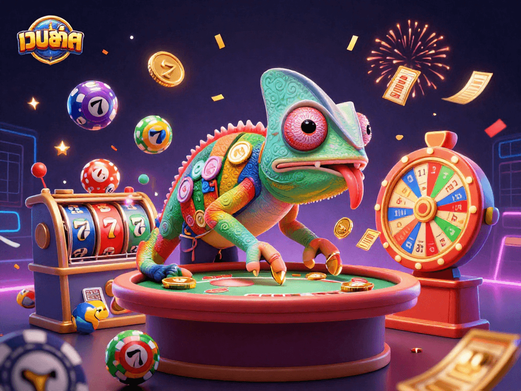 Engaging เว็บสล็อต scene featuring a colorful array of slot games with dynamic characters.