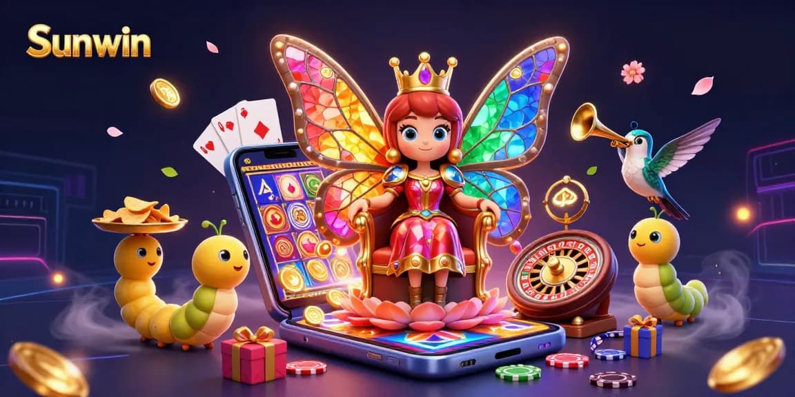 Spin the reels of Sunwin’s vibrant slots while the enchanting butterfly queen presides over the casino.