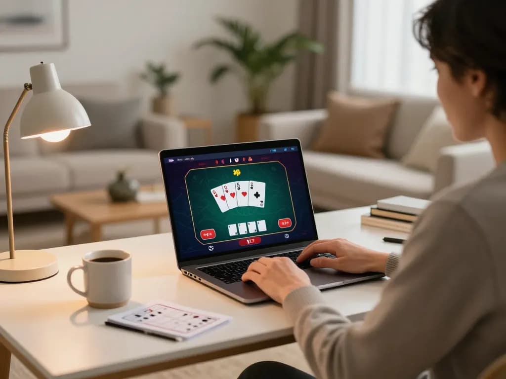 Enjoying online gaming with OKKING through laptop while practicing responsible betting strategies.