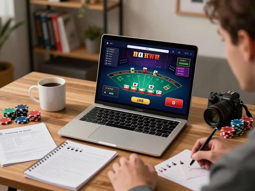 Player enjoying an intense blackjack game on dinamit4d at home, showcasing strategic gameplay.