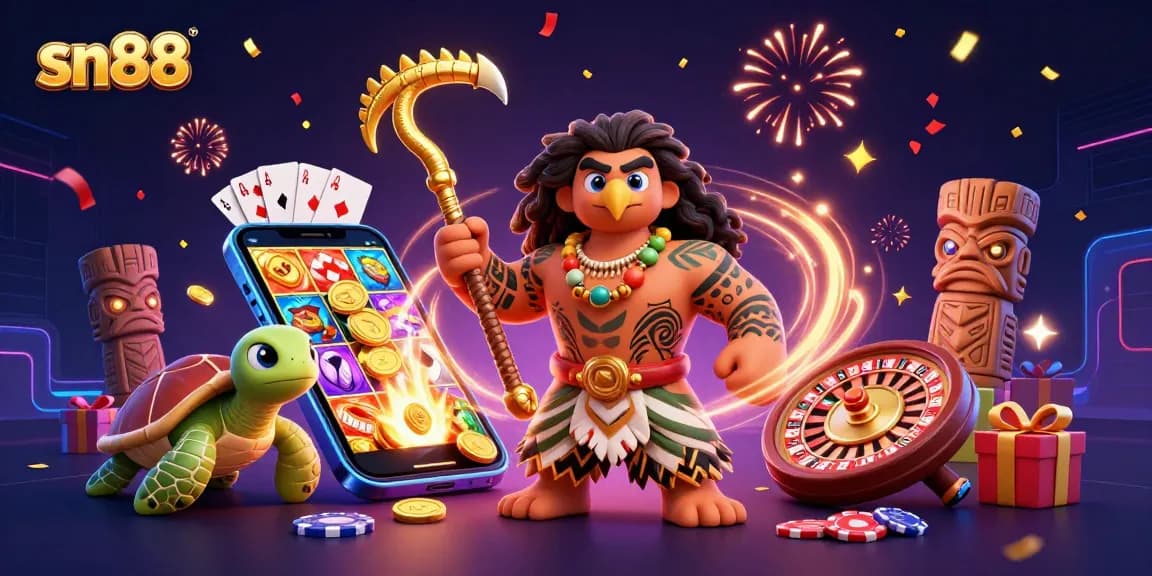 Experience thrilling slots and games at SN88 featuring vibrant characters and dynamic casino elements.