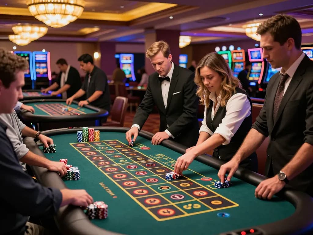 Go88 players enthusiastically betting at roulette tables in a dynamic casino environment