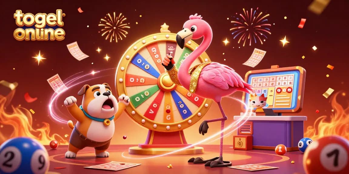 Engage in exciting togel online gameplay with vibrant characters and lottery elements creating a dynamic atmosphere.
