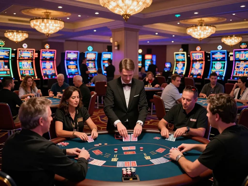Players enjoying an exciting game of poker at a Sunwin online casino, with colorful chip stacks and cards in play.