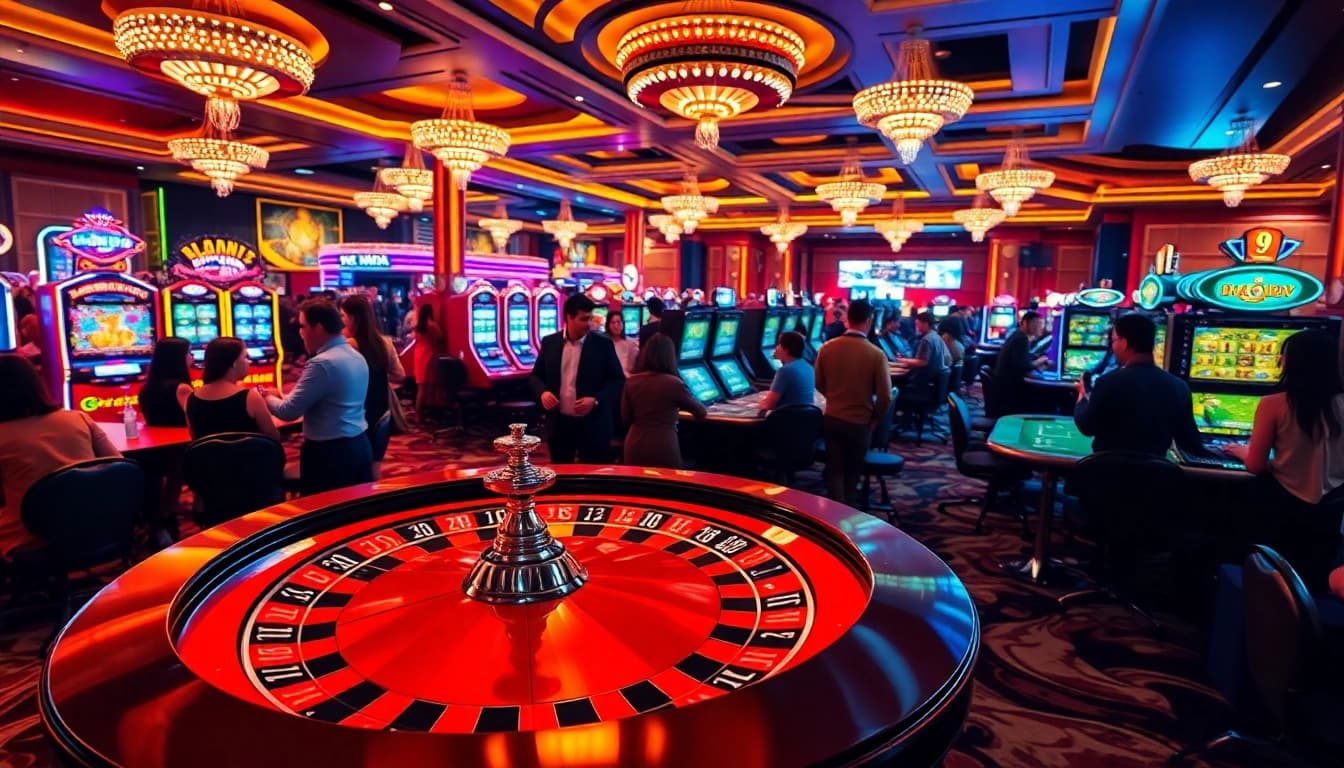 鉅城娛樂城中的賭客在輪盤桌前享受興奮的遊戲時刻