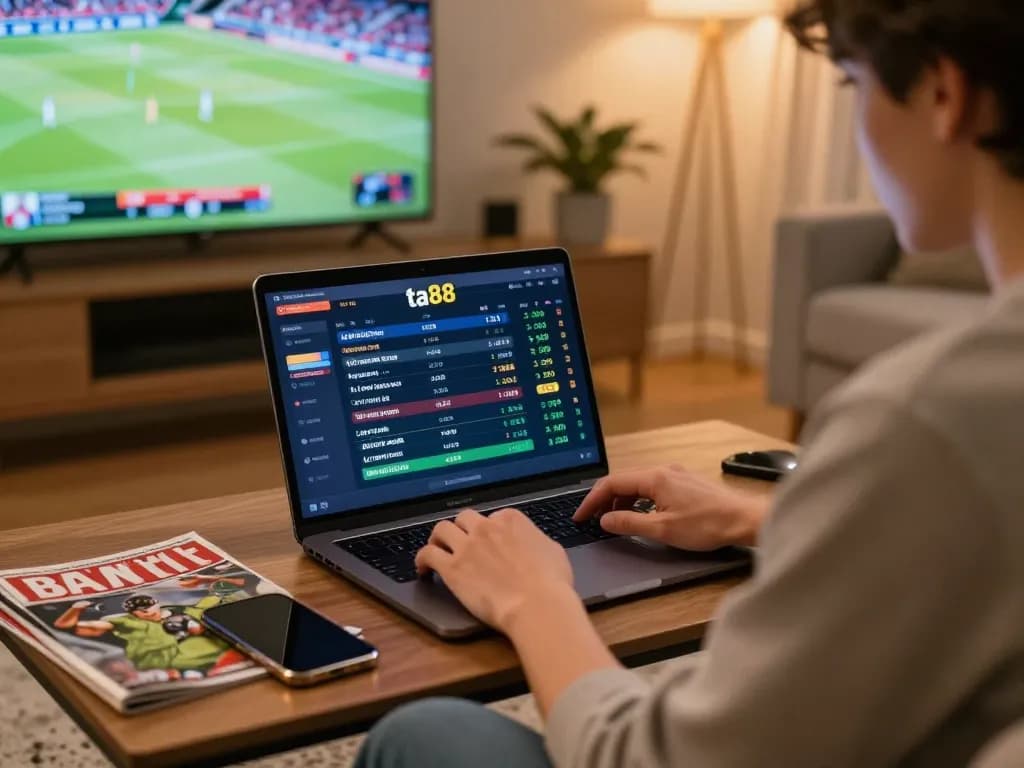 Engaged user betting on ta88 sports platform during a live game.