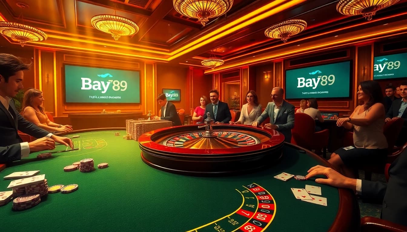 Exciting roulette action at Bay789 casino, showcasing players eagerly placing bets.