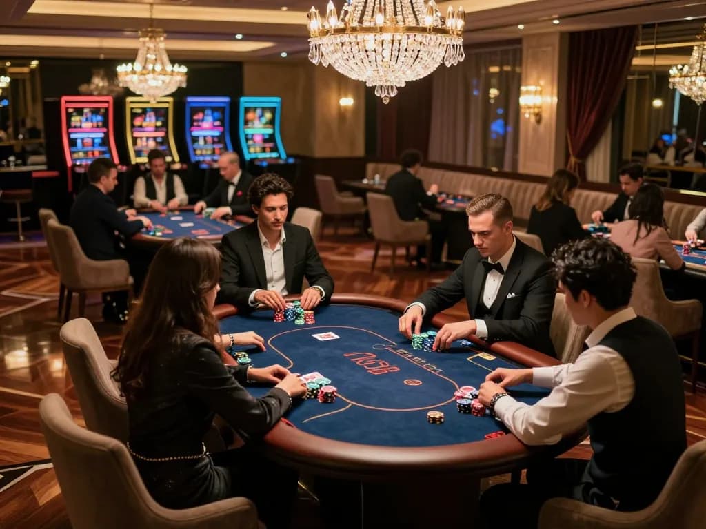 RR88 luxurious VIP poker table with engaged players and vibrant atmosphere