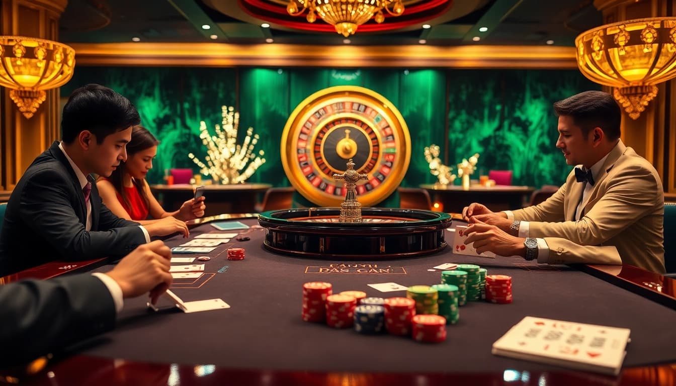 keo nha cai betting strategy at an upscale casino table with vibrant chips and cards