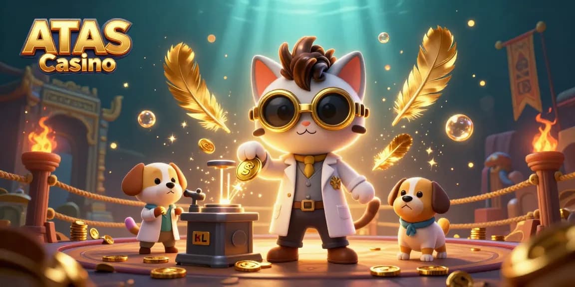 Experience top-tier gaming at ATAS Casino with vibrant 3D characters and casino elements.