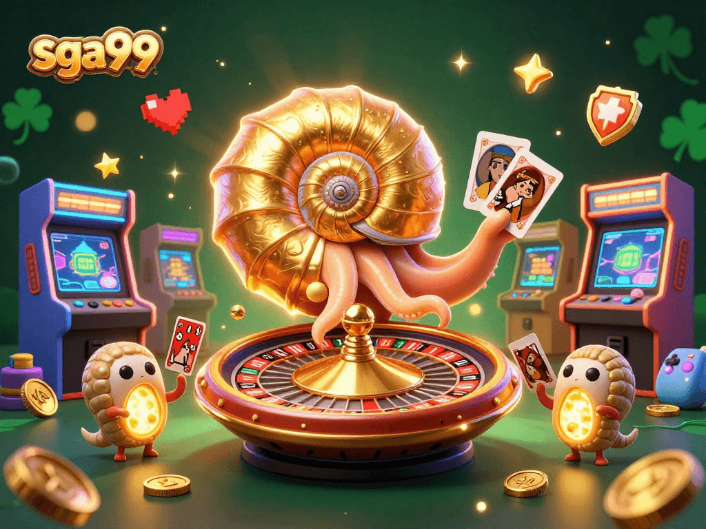 Experience the thrill of sga99 with glowing nautilus and lively casino elements showcased