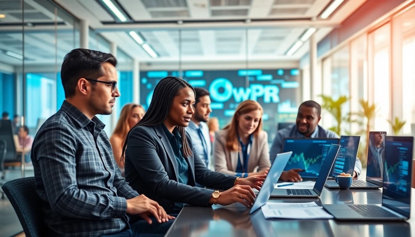 Highlighting the Best iGaming Software Providers in South Africa through collaborative professionals in a modern setting.