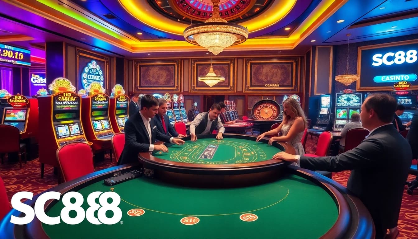 Experience the excitement of casino gaming at SC88 with blackjack tables and dynamic slot machines.