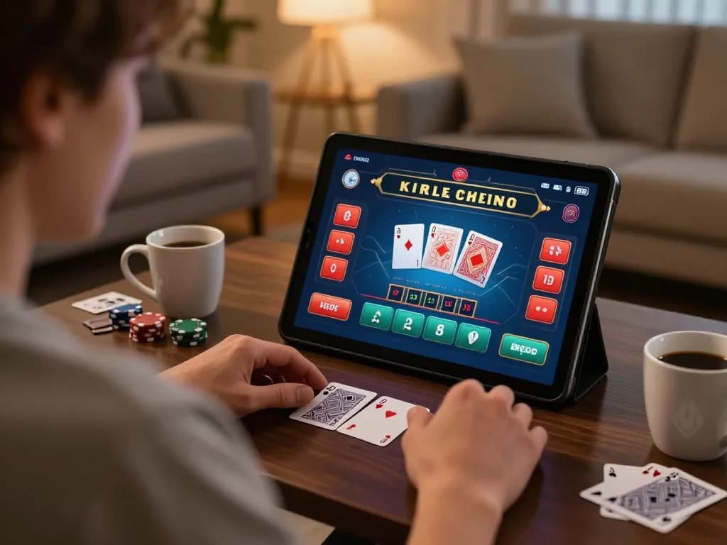 open88 online gaming experience with live blackjack on a tablet in a cozy home setting