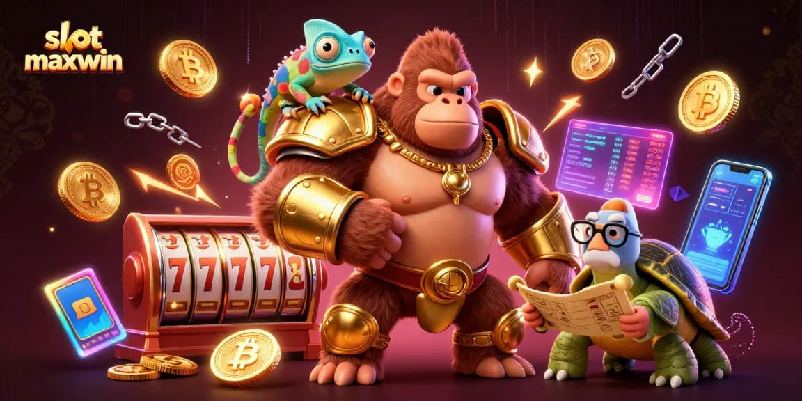 Experience thrilling wins with slot maxwin strategy illustrated in a dynamic 3D scene featuring vibrant casino elements.
