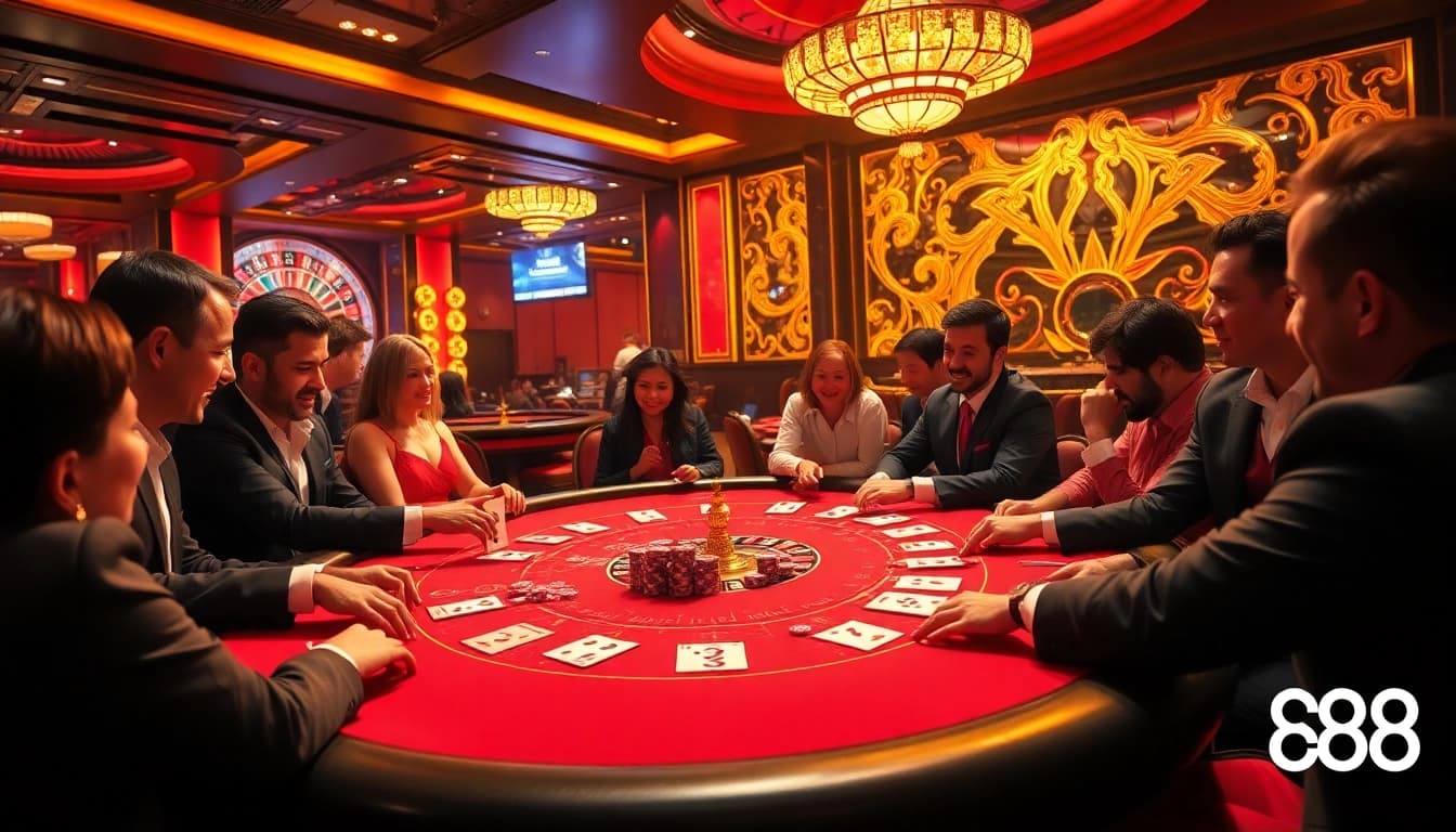 Engaging casino scene with players at a table highlighting the excitement of co88 gaming.