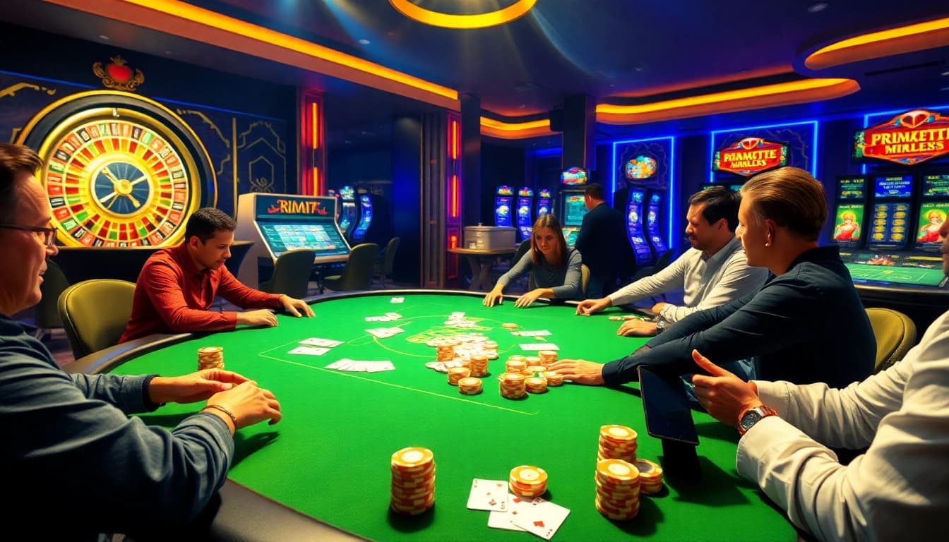 Visual representation of Rikvip's online casino, featuring vibrant tables, chips, and an engaging user interface.