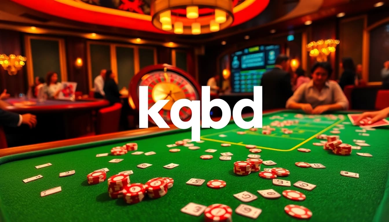 KQBD showcasing an exciting casino atmosphere with poker chips and a roulette wheel.