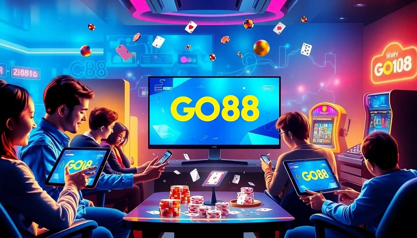 GO88 gaming platform featuring players engaging with high-tech interfaces