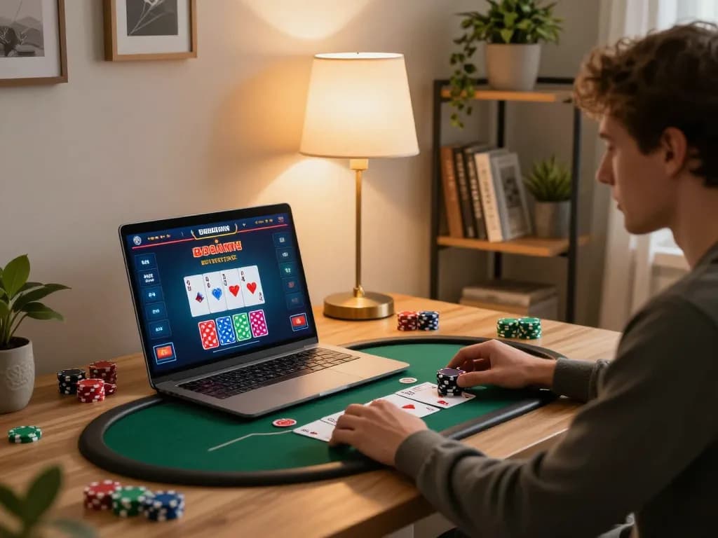 Engaging online gaming experience with 789P poker interface displayed on laptop screen.