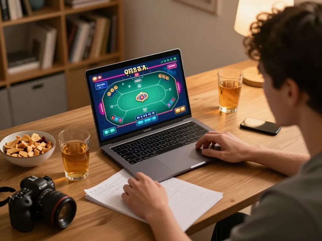 Play GO88 and enjoy a vibrant online poker session with strategy notes in a cozy setup.