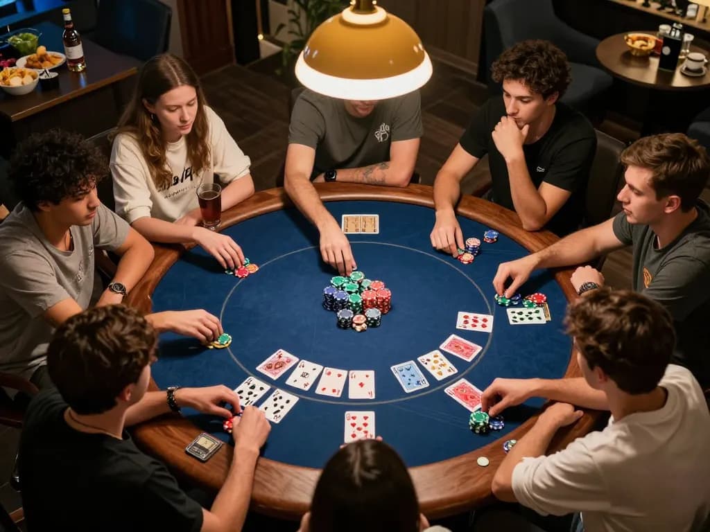 Engage in thrilling tr88 vip poker games with friends in a vibrant gaming room.