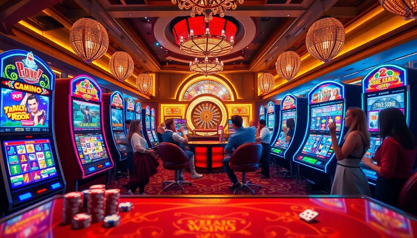 Experience the excitement of xx88csn com with vibrant slot machines and thrilled players celebrating wins.
