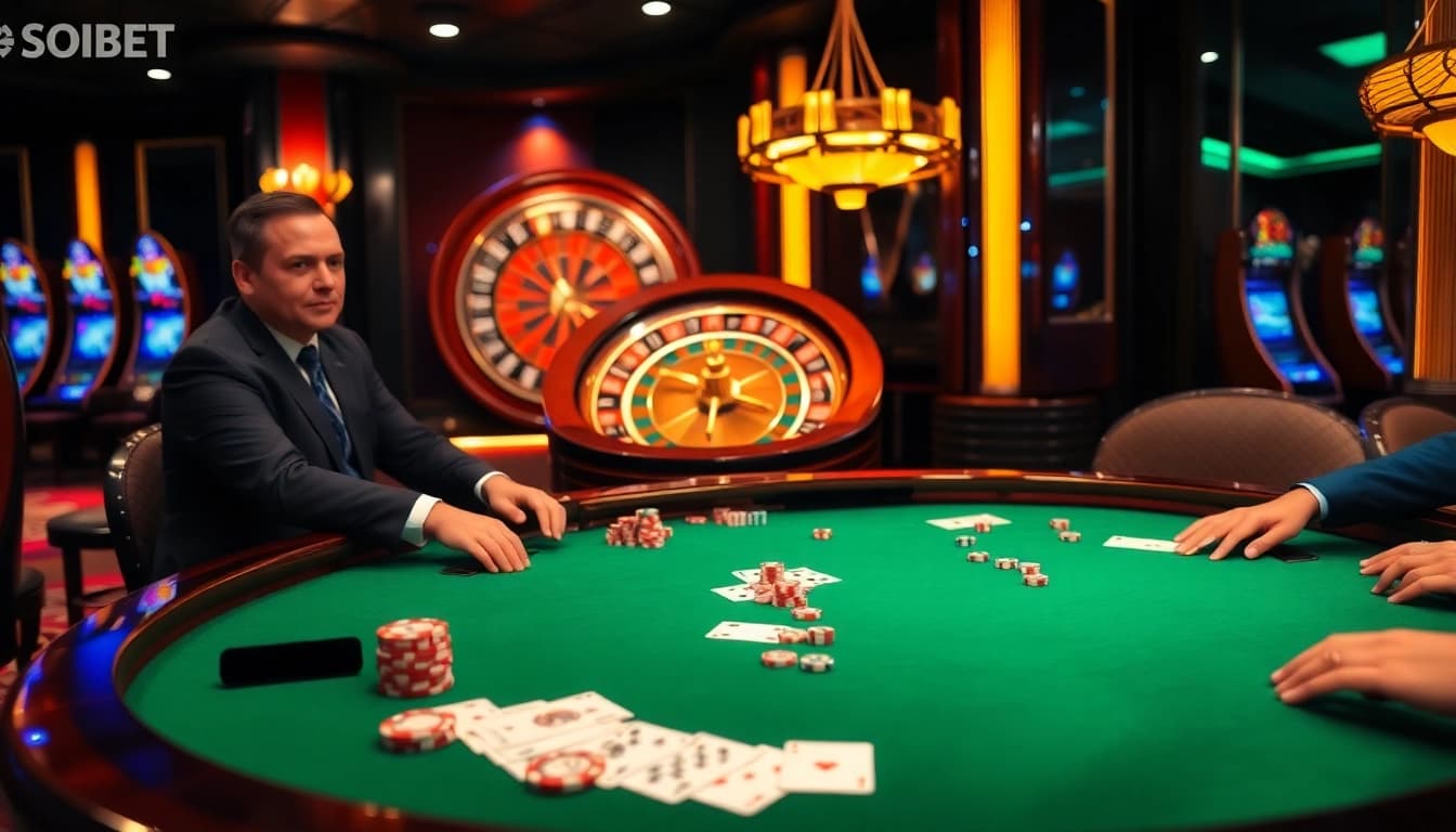 Experience the excitement at SOIBET with engaging casino games and high-stakes table settings.