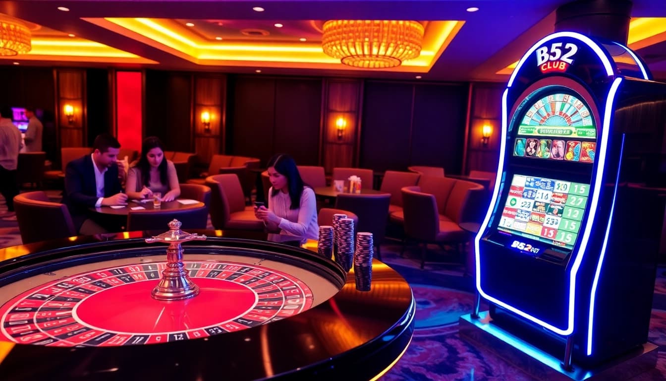 Players enjoying games at B52 CLUB, with a lively casino atmosphere and engaging slot machines.