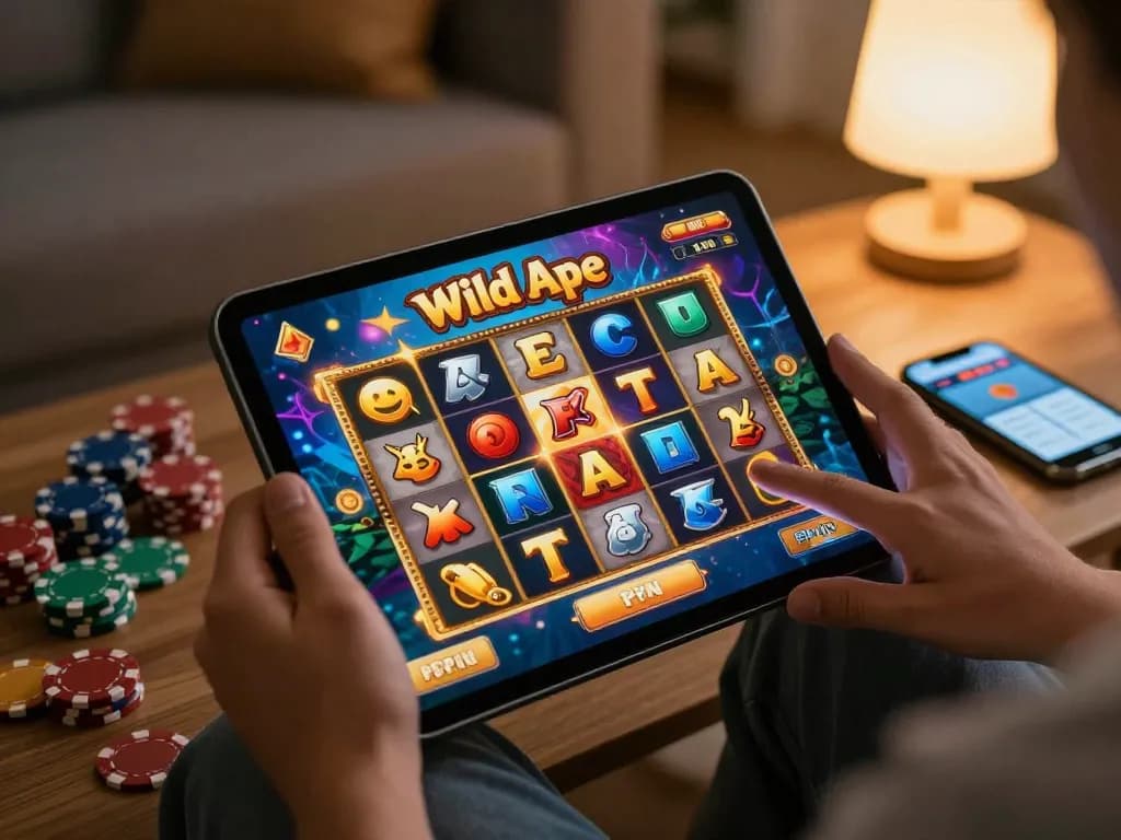 Engaging scene of online slot gacor gameplay titled "Wild Ape," showcasing colorful game symbols and player excitement