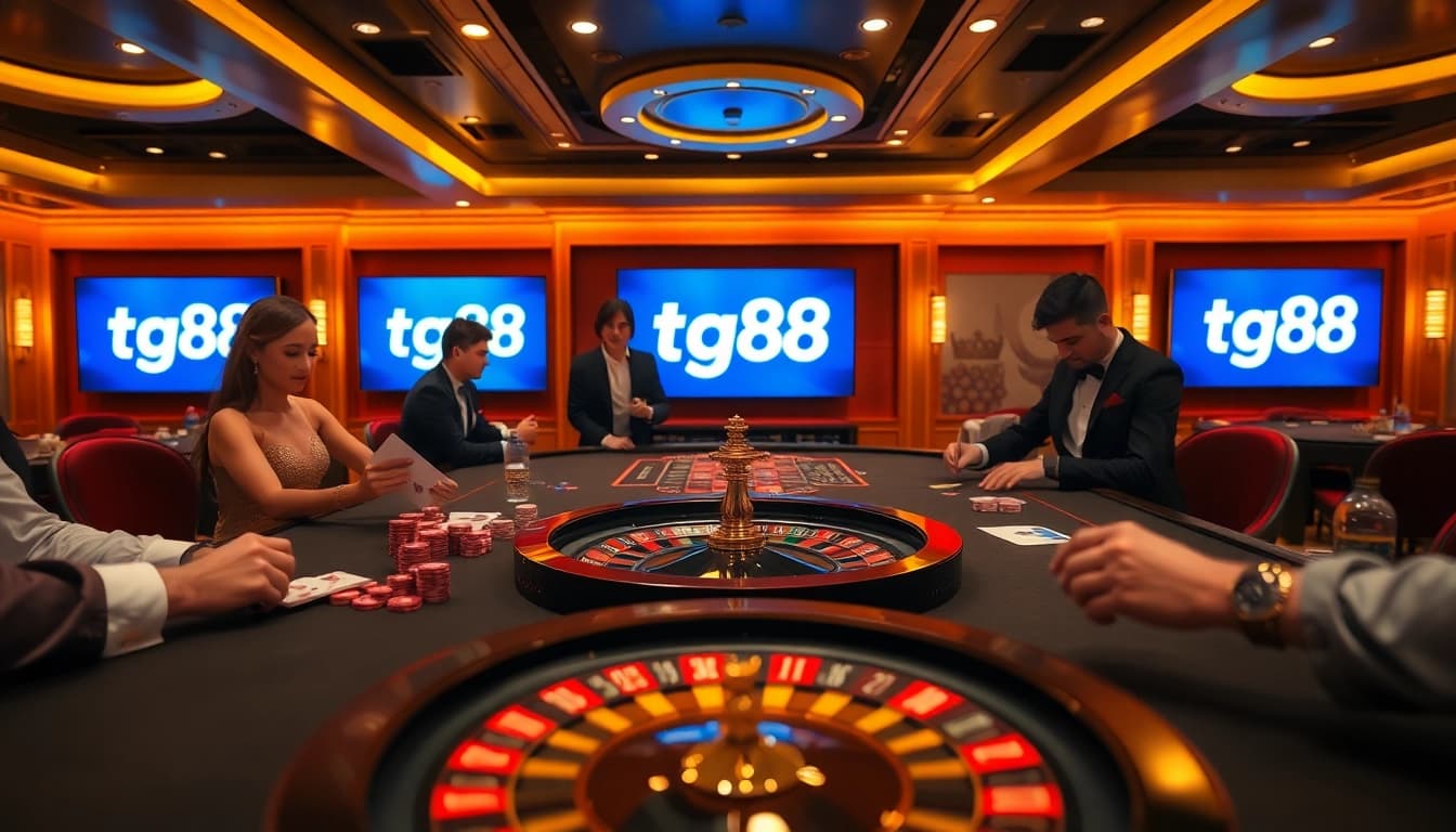 Experience the excitement at tg88 casino with players engaging in dynamic roulette action.