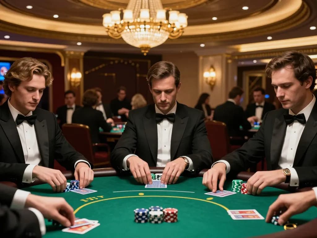 Experience thrilling poker actions at sky88 casino with players at an elegant table.