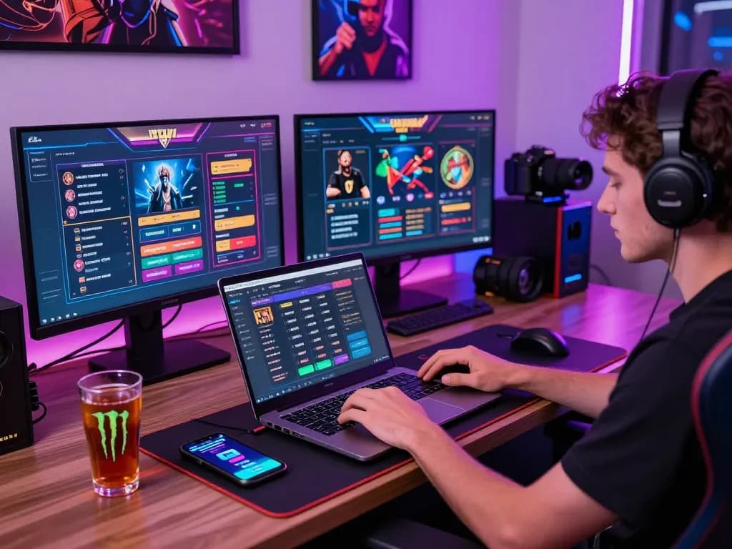 Player engaging with link vào 33win on a modern gaming setup, showcasing vibrant online betting experience.