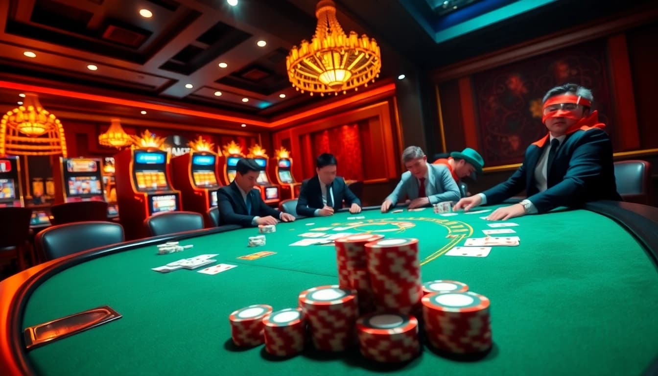 Engage in thrilling gameplay at da88st.com with colorful poker chips and cards on a classy casino table.