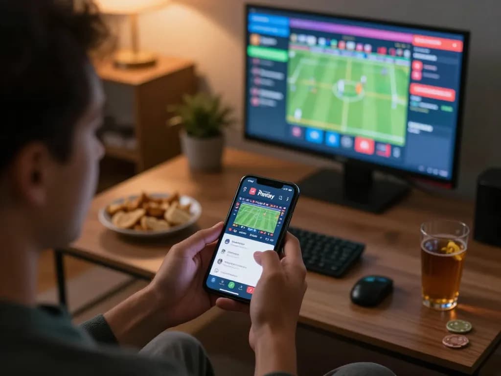 Engaging with the 7meter Parlay app during a thrilling sports betting session at home.