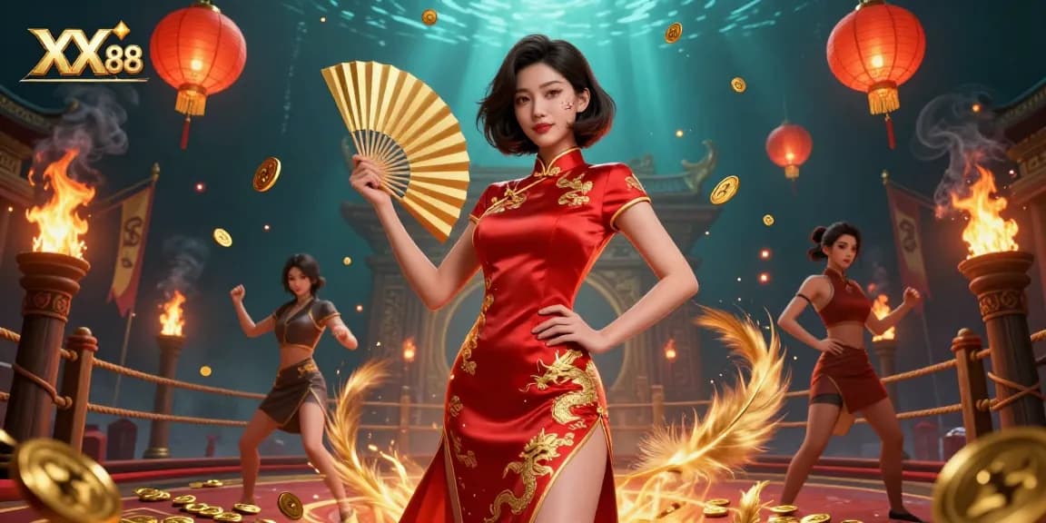 Experience the thrill of XX 88 with an Asian casino illustration showcasing vibrant gaming elements.