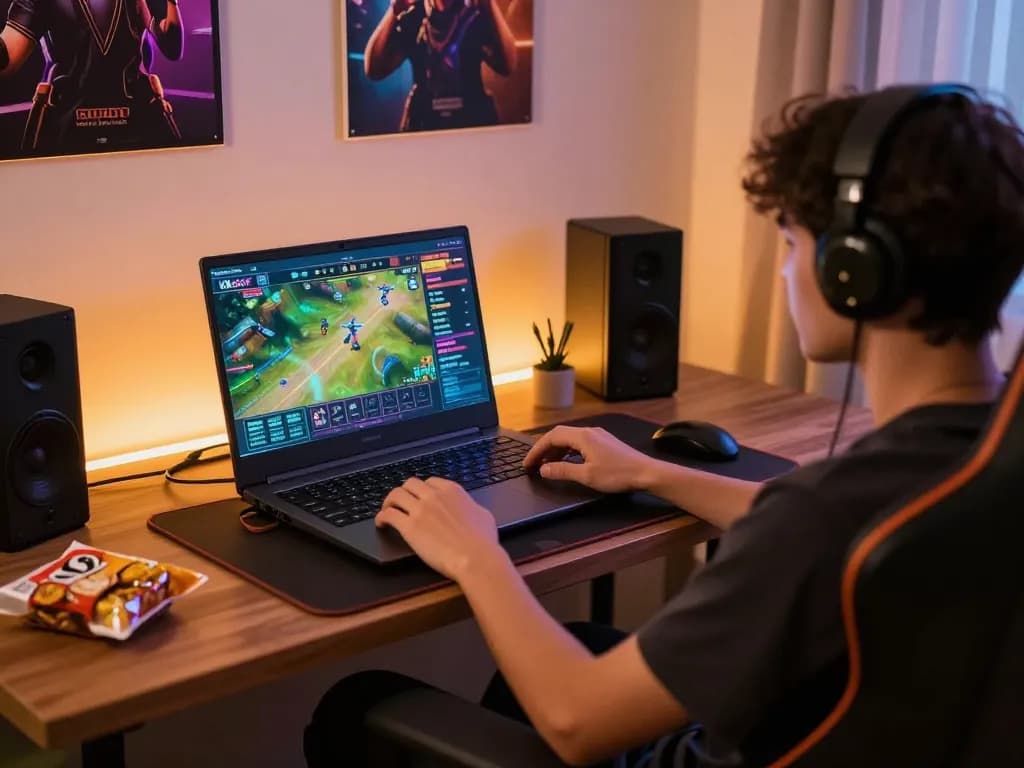 Engaging with kdslot online gaming interface at home, highlighting interactive betting experience.