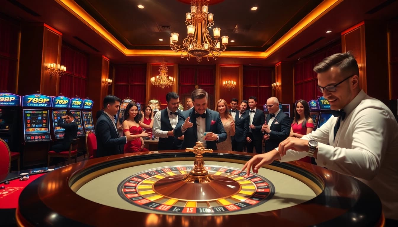 Players enjoying various games at 789P casino, showcasing excitement and luxury in gambling.