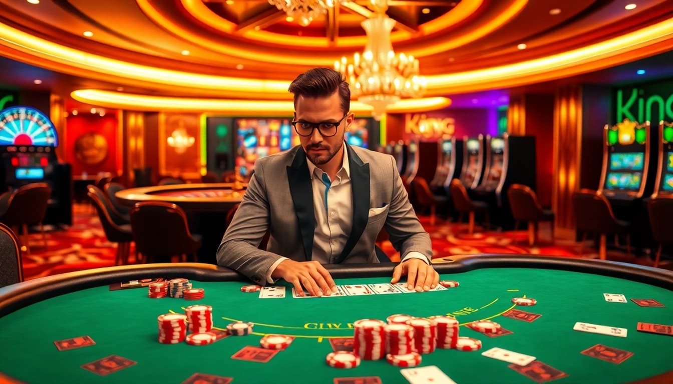 Engaging players strategizing at blackjack table highlighting king garuda138 site features.